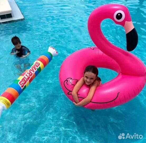 Надувной круг для плавания Фламинго детский 90 см