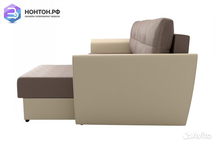 Диван угловой выкатной София светло-коричневый / б