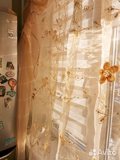 Комплект шторы и тюль на кухню