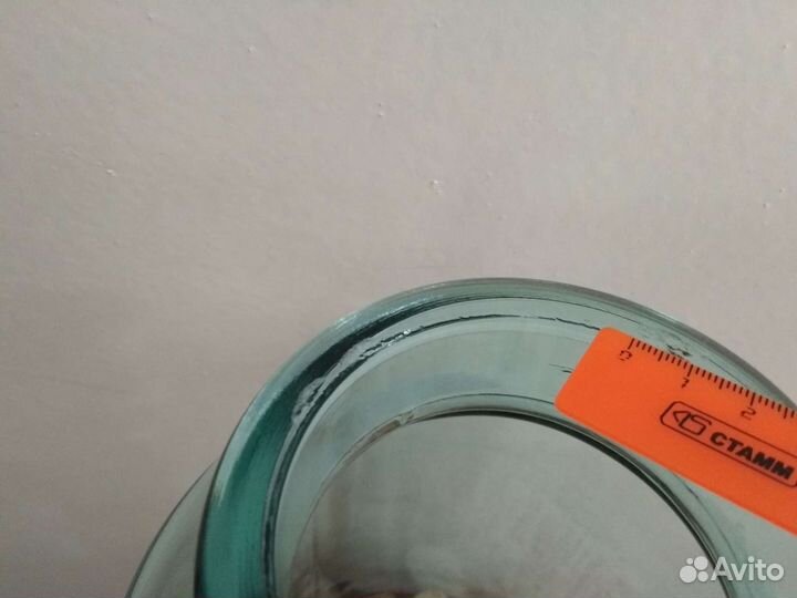 Ваза Крынка СССР Стеклянная Зеленое Голубое Стекло