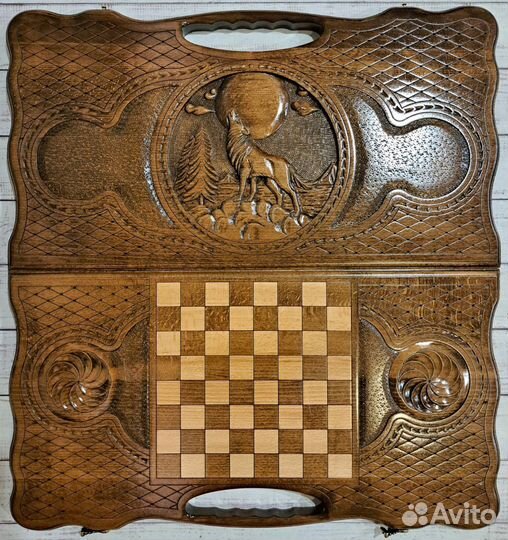 Нарды резные Телец Волк Орел - премиум серия