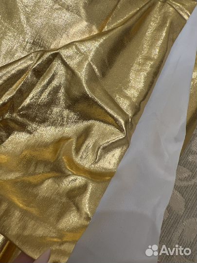 Ткань для платья золотая на трикотаж. основе 5м