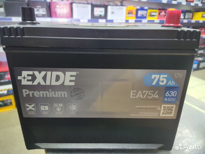 Акб 75Ач Exide Premium Asia обратная полярность