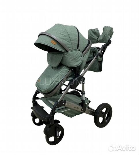 Коляска luxmom 555 3B1 (зеленый лен)
