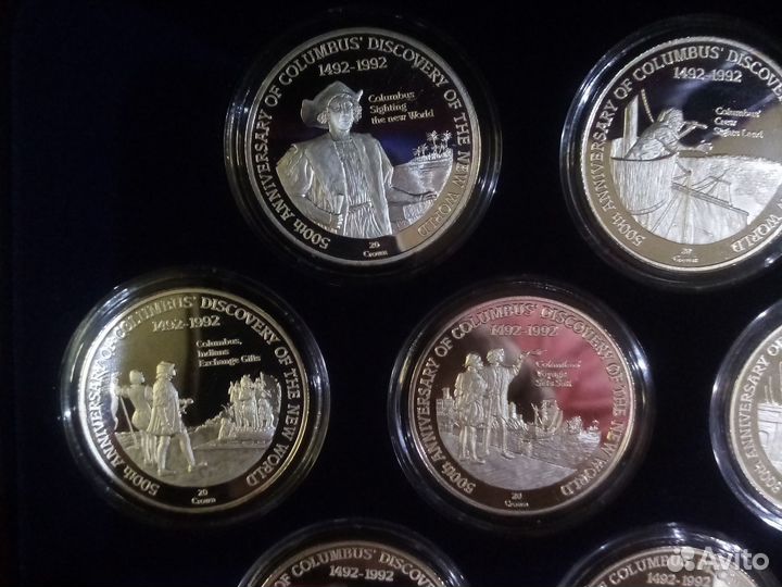 Набор серебряных монет Теркс и Кайкос 20. Колумб