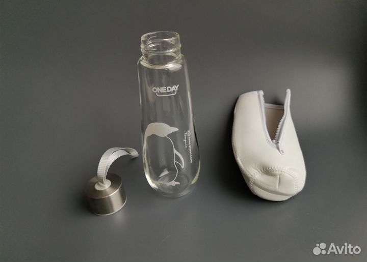 Спортивная бутылка для воды с чехлом 500мл стекло