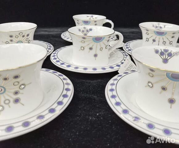 Кофейный набор 12 пр. с кристаллами Swarovski