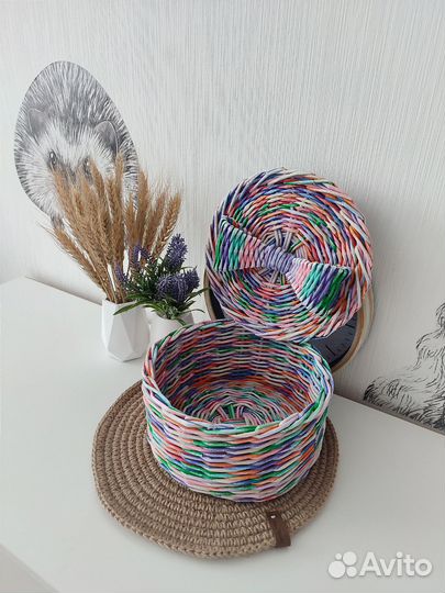 Шкатулка корзина из бумажной лозы