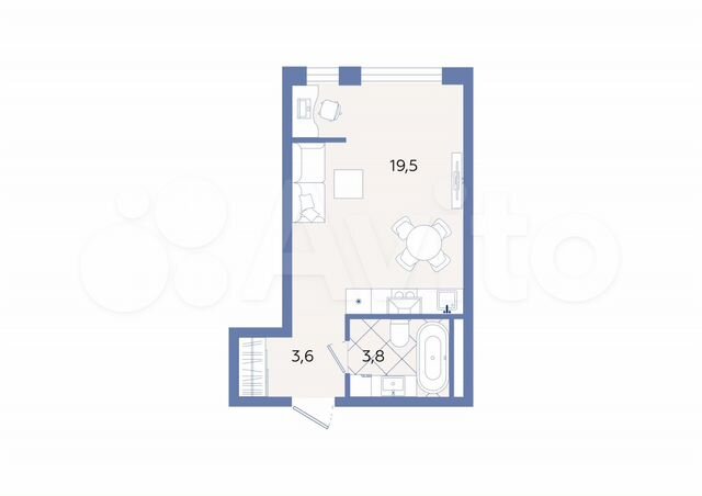 Квартира-студия, 31 м², 6/9 эт.