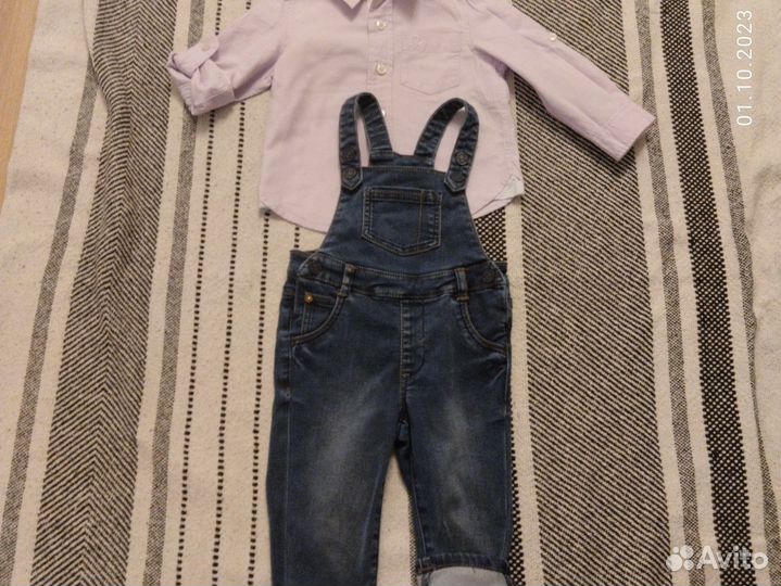 Рубашки, джинсы, комбинезоны 74-80