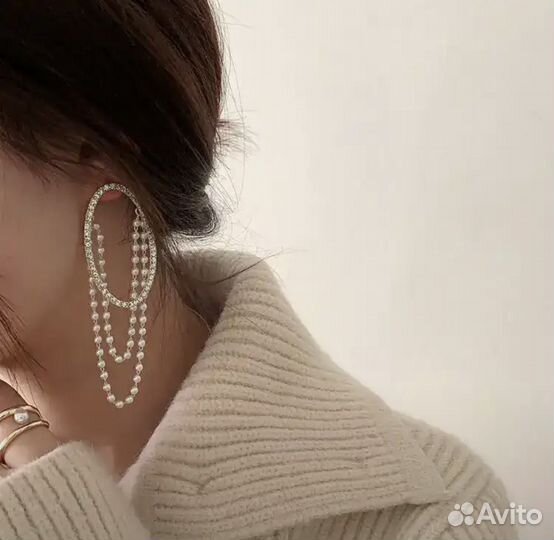 Новые винтажные серьги с жемчугом