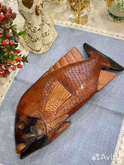 Винтаж декор Рыба из дерева