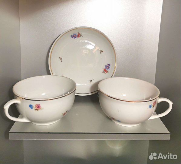 Чайная пара и сахарница фарфор СССР