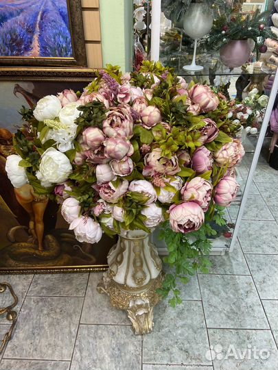 Букет пионов искусственных из шелка