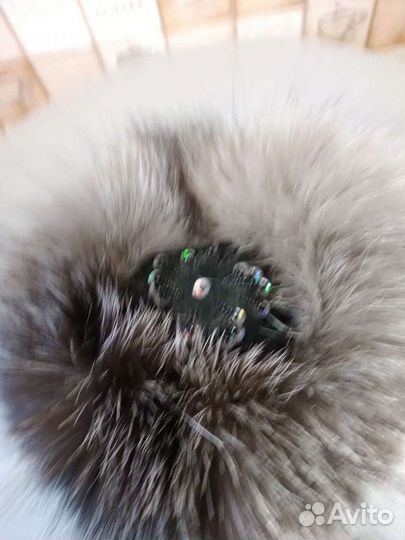 Шапка вязанная мех чернобурка женская