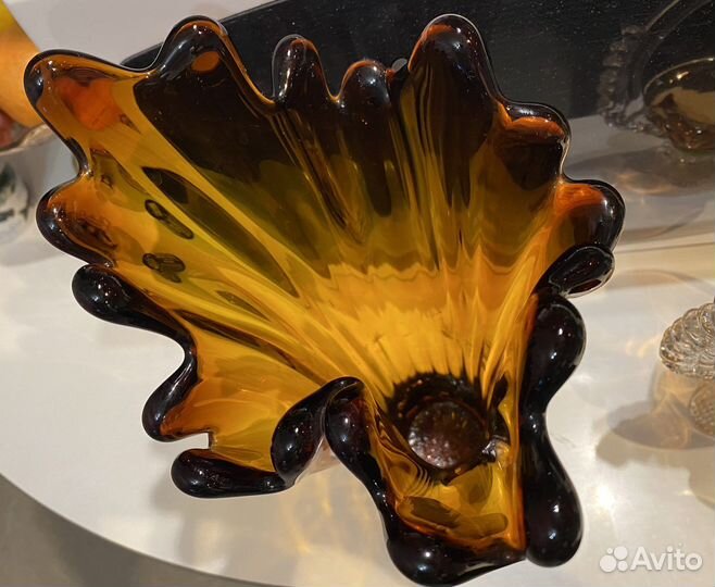 Конфетница и ваза из цветного стекла