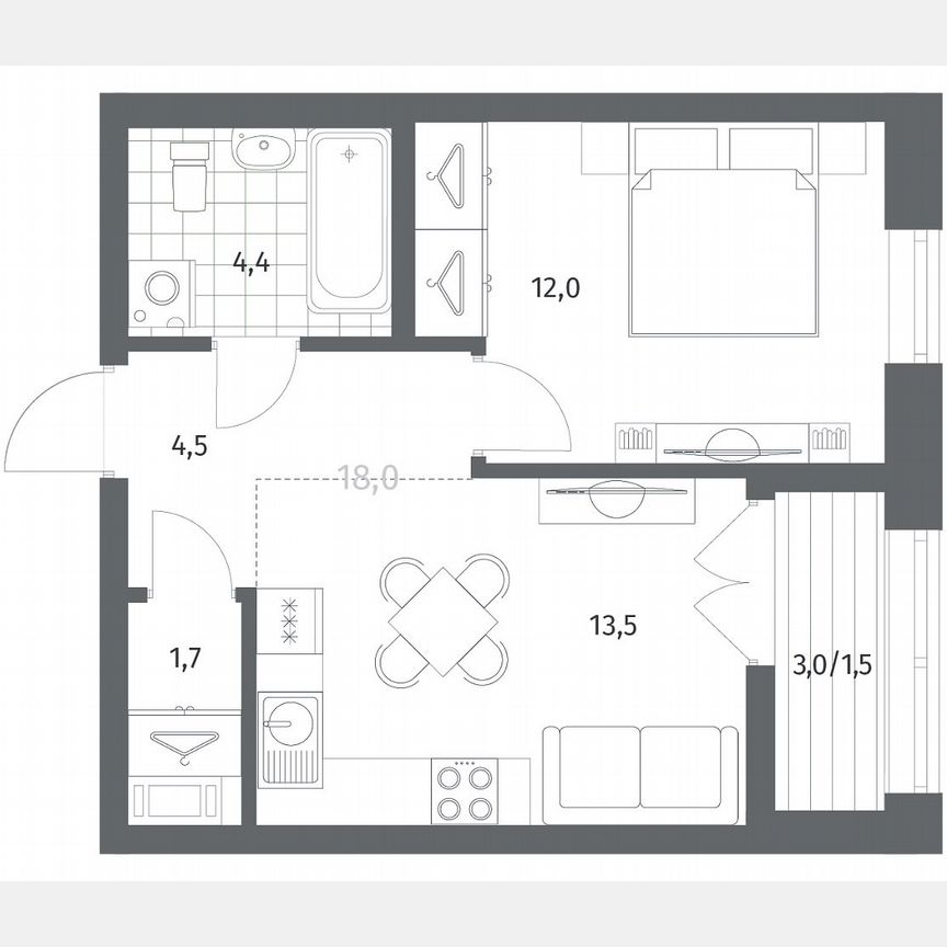 1-к. квартира, 37,7 м², 5/12 эт.