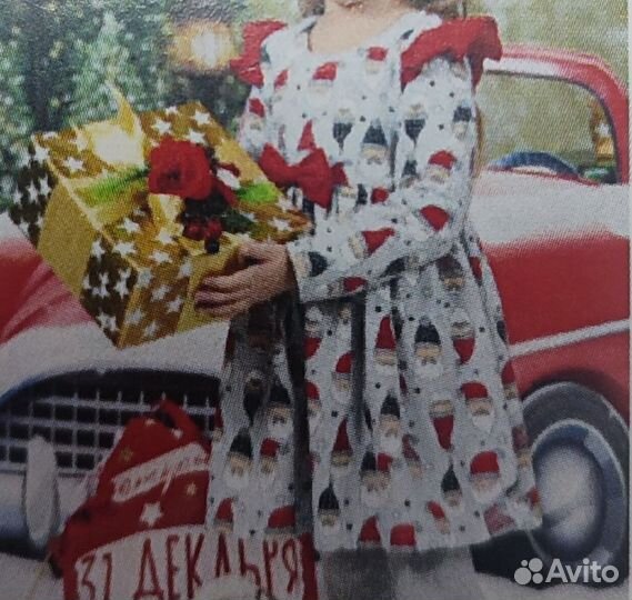 Платье с новогодним принтом размер 104 110
