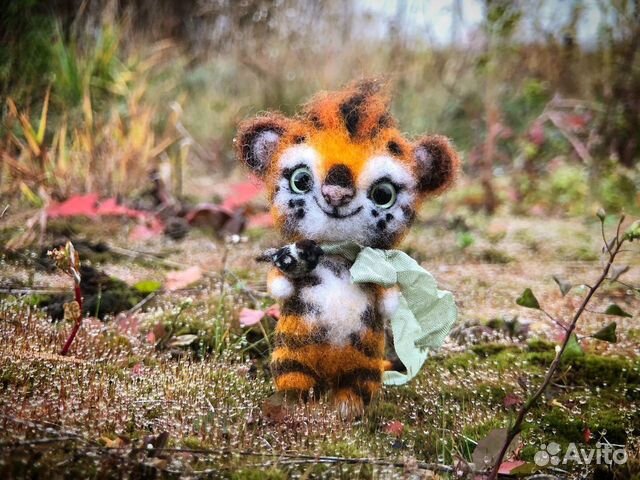 Валяный тигренок из шерсти