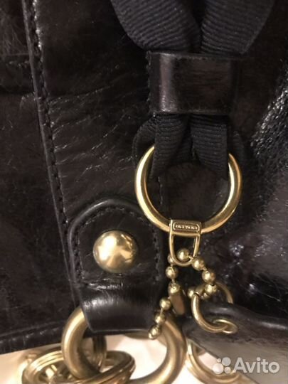 Сумка чёрная кожаная Coach