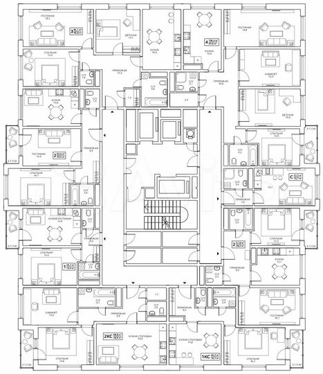 1-к. квартира, 46,3 м², 11/25 эт.