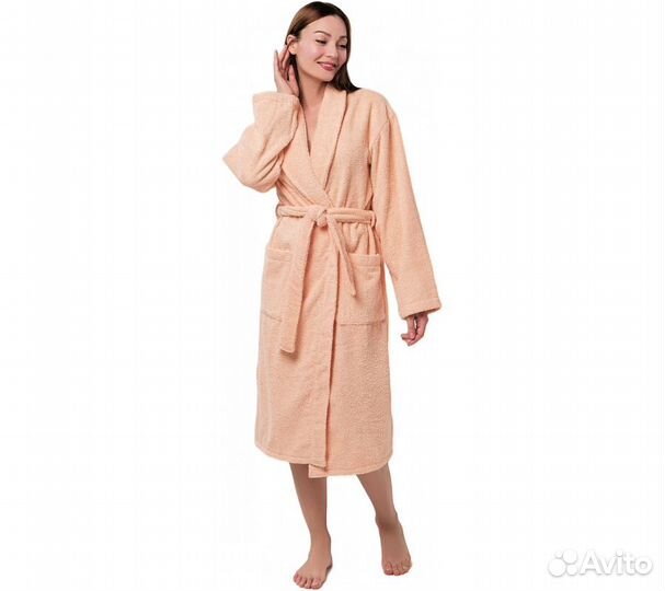 Халат махровый Home One, размер 54, персиковый