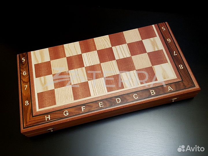 Шахматы, шашки, нарды, 50 см (бук + шпон махагон)