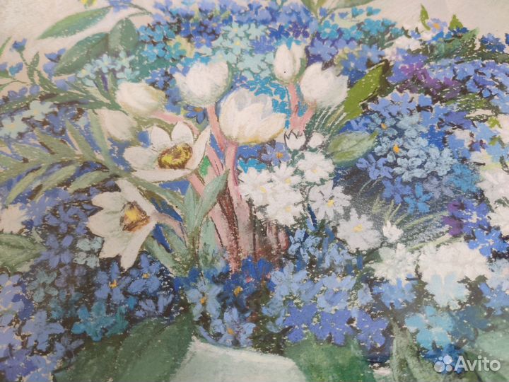 Картина пастель. Натюрморт цветы. А. Н. Орлова