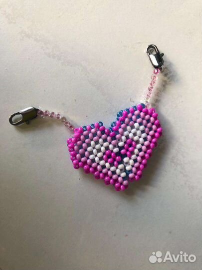 Брелок парный из бисера сердечко