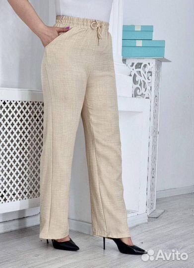 Брюки аз на лето Лён живое фото р42-60