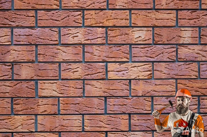 Кирпич лицевой полуторный Красный глубокий Рустик