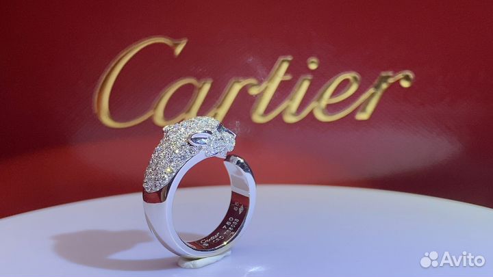 Кольцо Panthère de cartier из белого золота 1,15ct