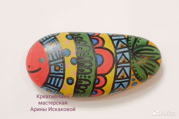Сувенир, рисунок на гальке. Рыба декоративная