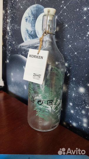 Стеклянная бутылка 1 л икеа