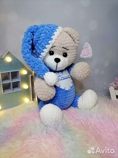 Вязаные игрушки медведь, мишка плюшевый