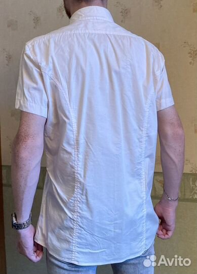 Мужская рубашка белая с коротким рукавом 48 размер
