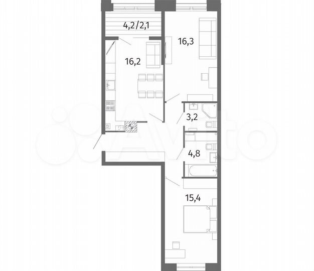 2-к. квартира, 72,9 м², 9/13 эт.