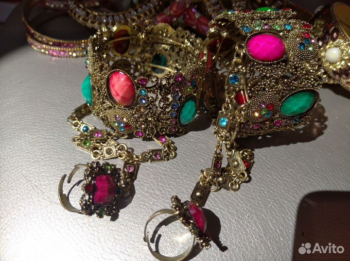 Индийские украшения браслеты, клипса на нос