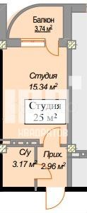 1-к. квартира, 25 м², 6/12 эт.