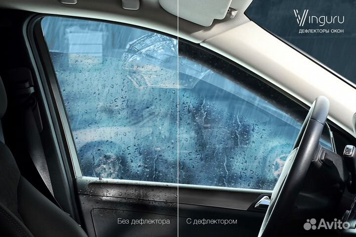 Дефлекторы окон Vinguru VW Polo 2009-2015, 2014-2020 /сед/накладные/скотч/к-т 4 шт./литьевой поликар