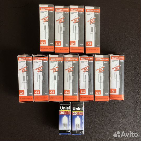 Лампы галогенные G4 20 Вт (13 штук, новые)