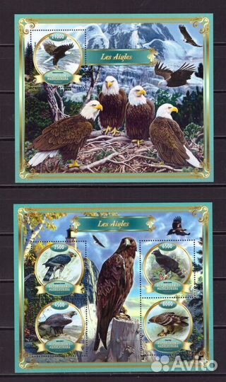 Мадагаскар, 2022. Птицы, орлы (мл+блок)