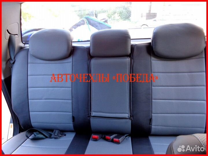 Чехлы Ssangyong Actyon из экокожи чёрно-серые