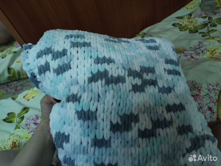 Плед вязаный плюшевый