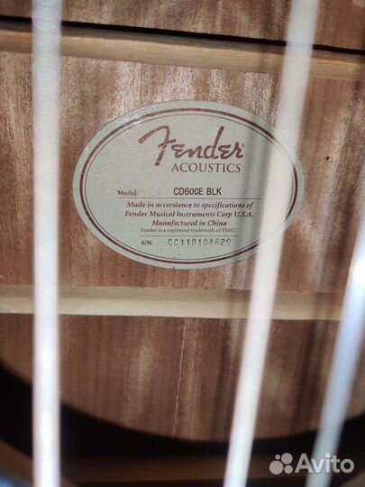 Гитара электроакустическая fender CD60CE BLK