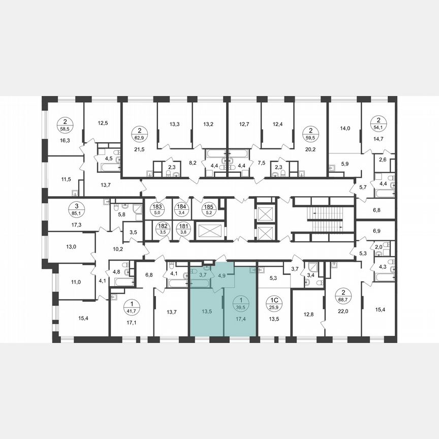 1-к. квартира, 39,5 м², 21/22 эт.