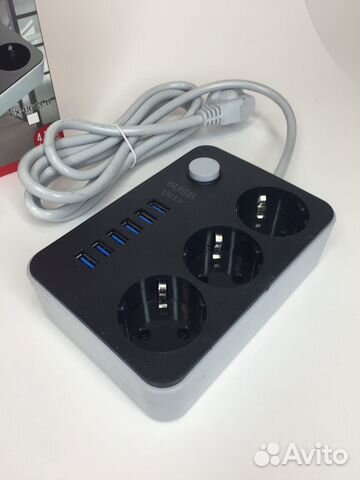 Сетевой фильтр 6 USB 3 розетки удлинитель 1.8 м
