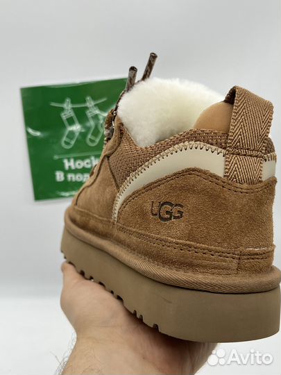 UGG Lowmel Sand Brown Suede Sheepskin Trainers