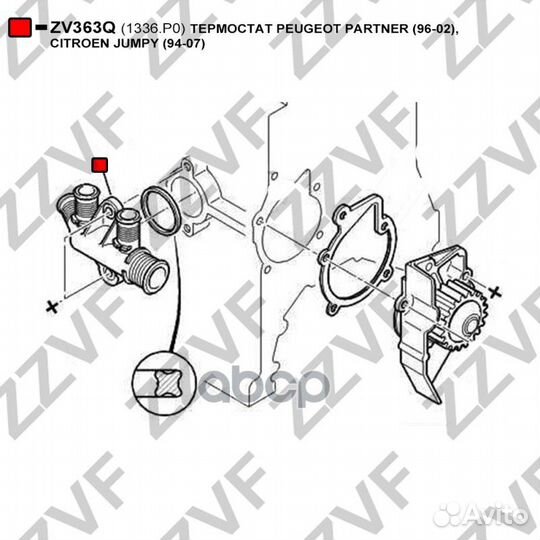 Термостат peugeot partner (96-02), citroen jump