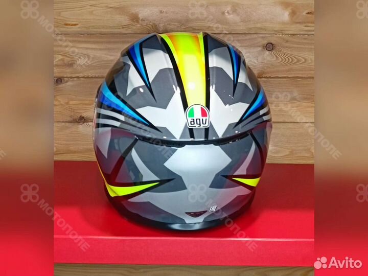 Шлем интегральный AGV К6 black/blue/yellow (L)